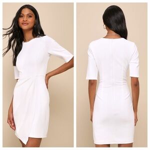 Lulus Westwood White Half Sleeve Sheath Dress